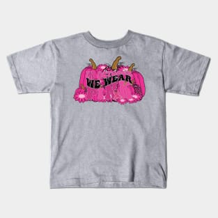 In October We Wear Pink flower groovy Breast Cancer Awareness Ribbon Cancer Ribbon Cut Kids T-Shirt